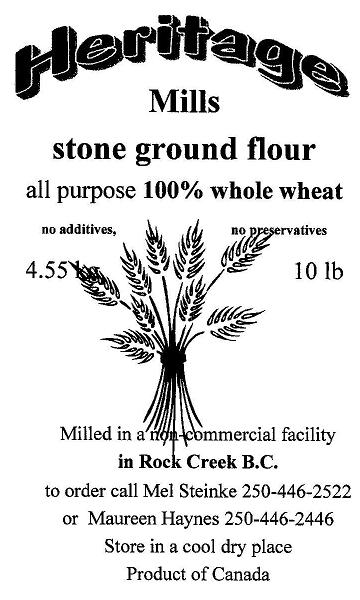 Heritage Mills wheat label